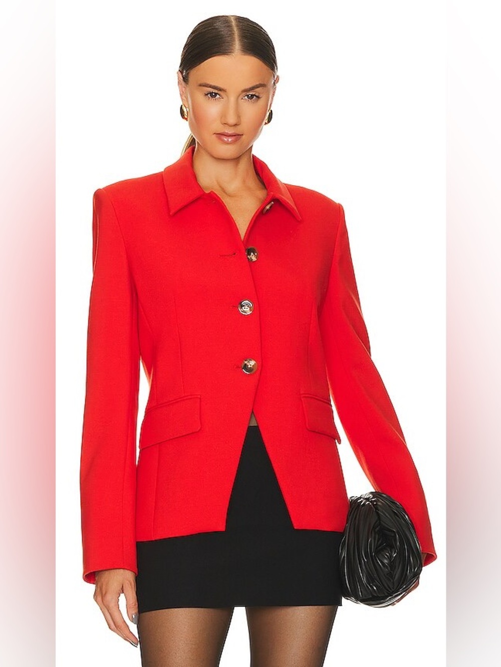 NEW Veronica Beard Aire Dickey Blazer Red Tailored Jacket Tortoiseshell Buttons